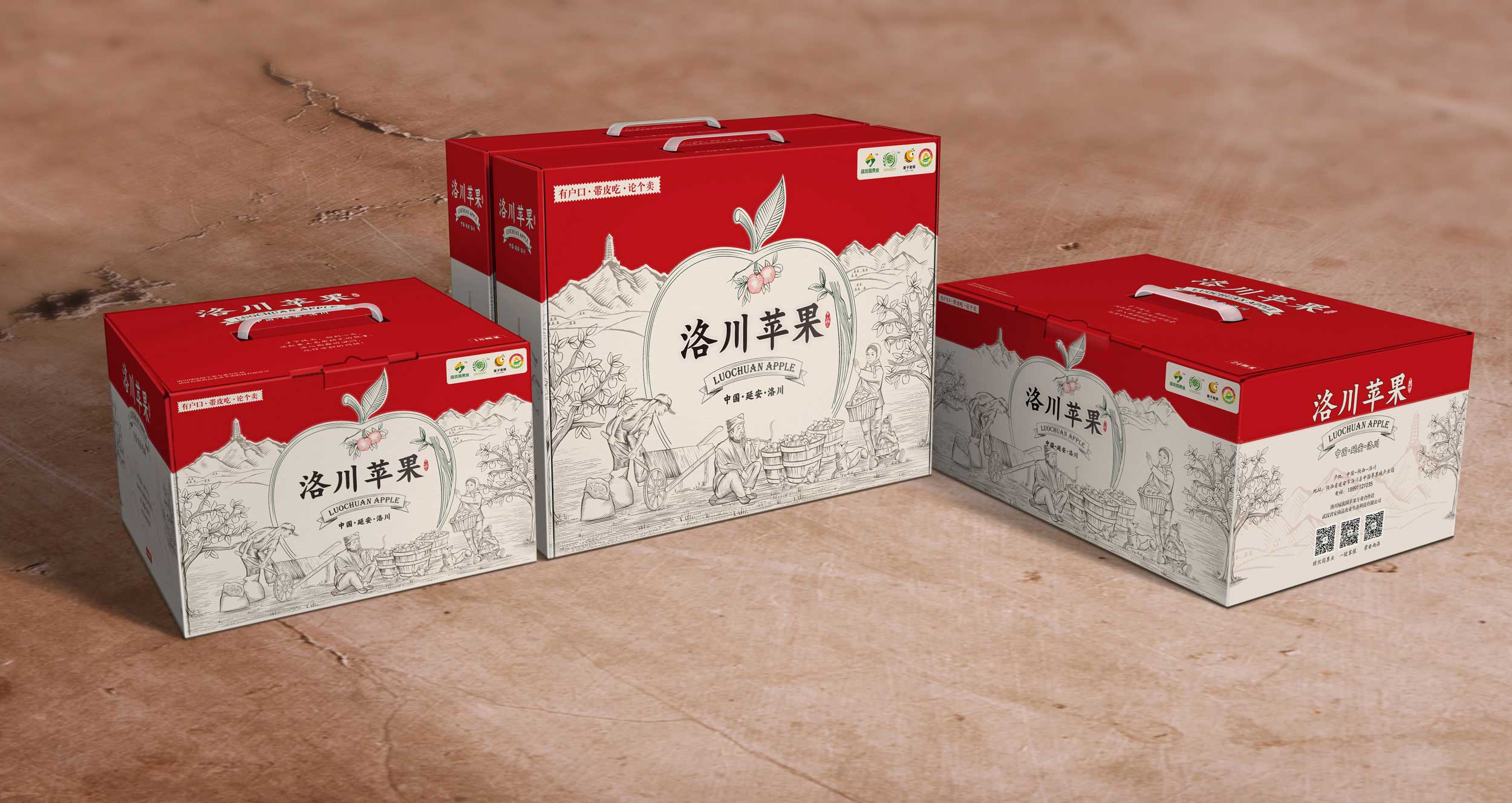 绿优园洛川苹果包装箱设计-西安专业的农产品包装设计